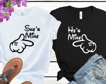 Wife and Husband Shirts, She&#39;s Mine Shirt, He&#39;s Mine Shirt, Valentines Couple Shirt, Honeymoon Shirt, Wedding Shirt, Just Married Shirts,
