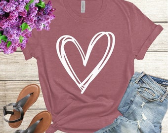 Heart Shirt, Cute Heart Shirt, Valentines Day Shirt, Hand Drawn Heart Shirt, Kindness Shirt, Love Shirt,