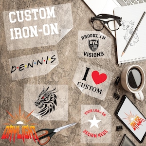 Custom Iron On Heat Transfer / Your Logo, Image or Text, Design Your Own Iron On, DIY Create Your Own Design
