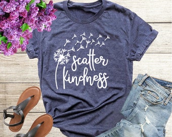 Scatter Vriendelijkheid Shirt, Be Kind Shirt, Cute Kindness Tee, Kindness Matters Shirt, Paardebloem T-shirt, Scatter Kindness T-shirt