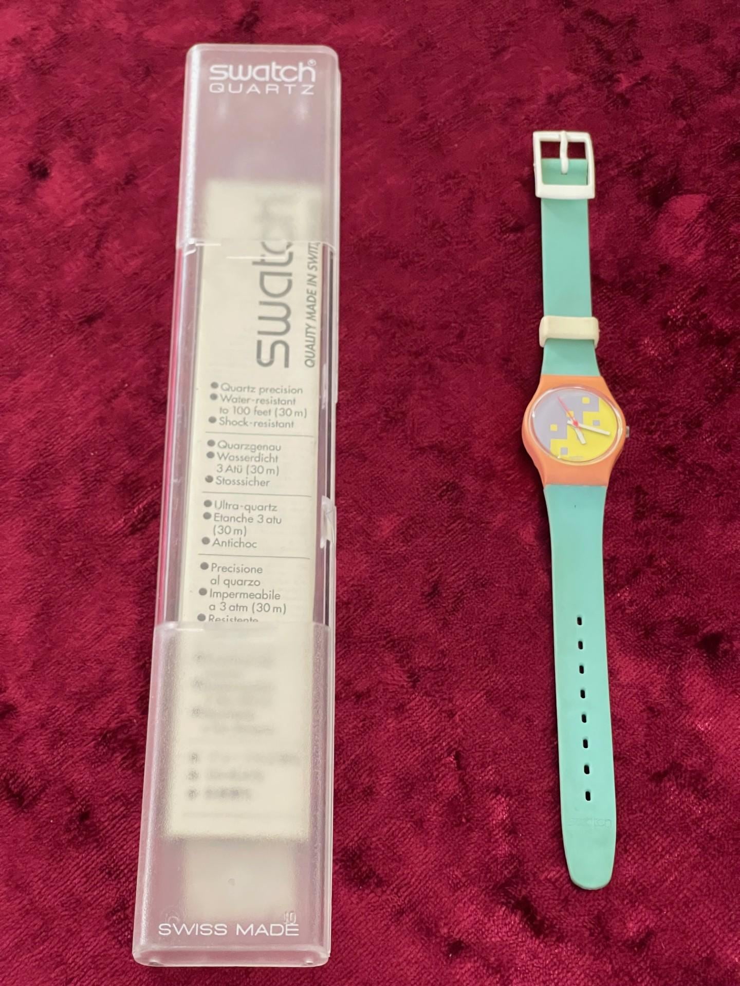 Vintage 1987 Swatch Blue Cassata LP103 – Ladies’ Collectible Swatch - LL102 Pink Cassata 1987 LP103 Blue Cassata 1987  main image 2