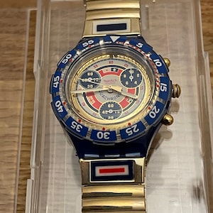 Swatch Watch Aqua Chrono SEN101/102 "COMMENNDATORE" 1995 Vintage Original in Mint condition. Very Rare