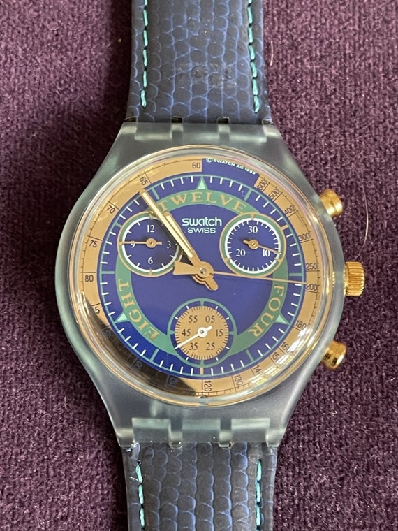 Swatch Watch Chronograph SCG104 "HITCH HIKER" 1994 Vi… Gem