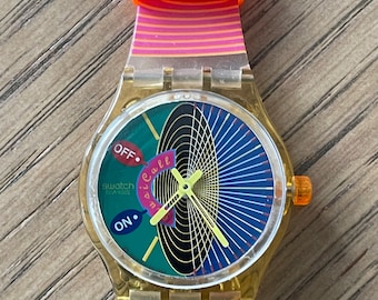電池交換済みswatchスウォッチ腕時計ヴィンテージレインボー