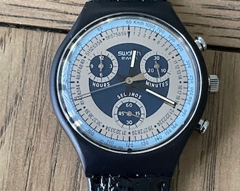 swatch watch chronograph SCN101 &quot;SILVER STAR&quot; 1991 vintage original in mint condition and working