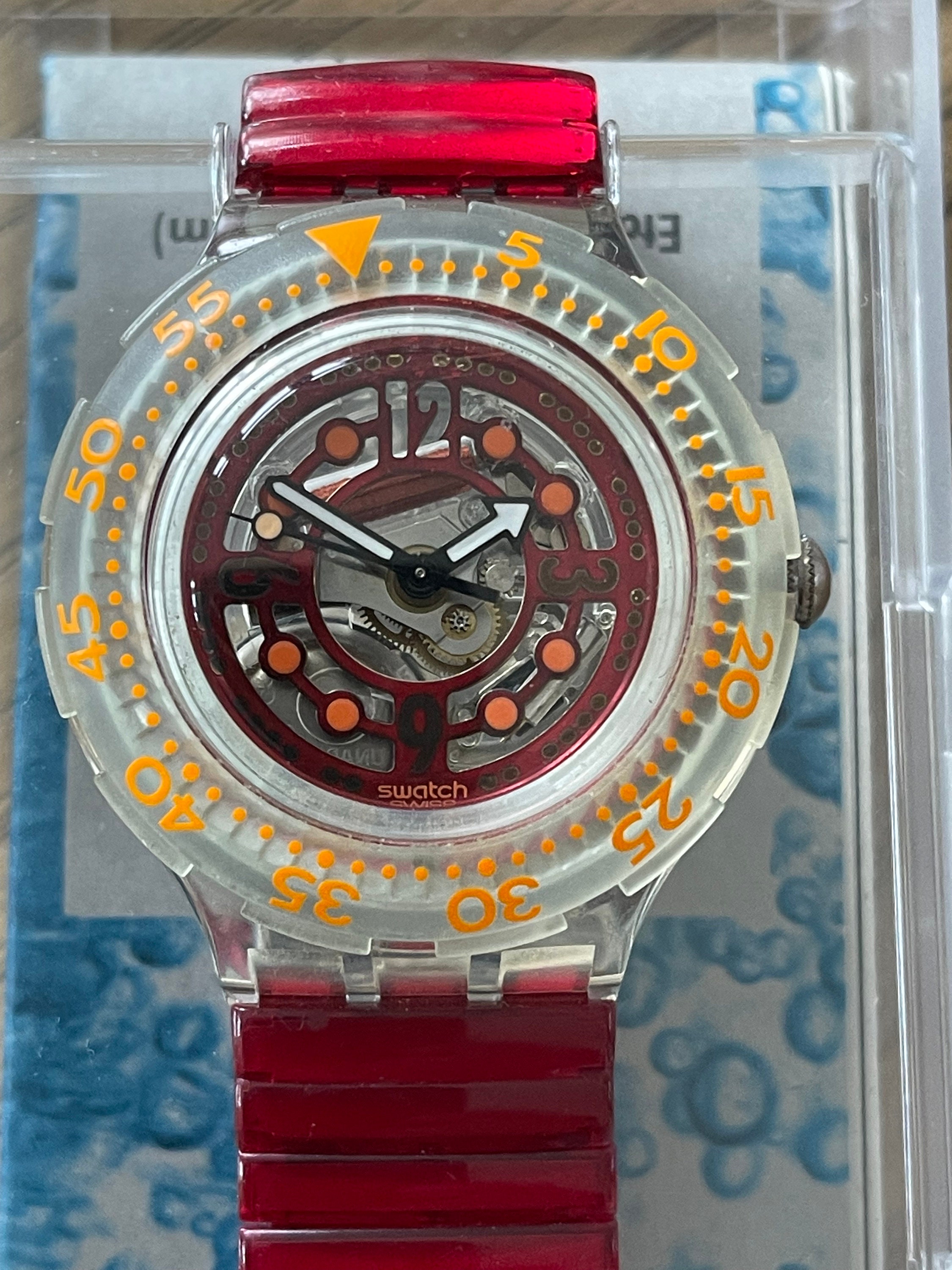 Swatch Watch SDK114/5 "RED MARINE" Scuba 1994 Original