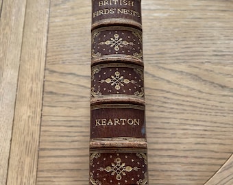 BRITSE VOGELNESTEN 1908 Antiek lederen boek door Richard Kearton. Extreem zeldzaam