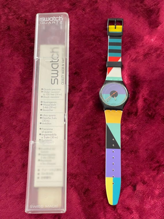 Swatch Green Gingham Strap Watch with Red Second Hand NEW SWATCH SWISS LIMITED WATERMELON WATCH TOO COOL GREEN  main image 4