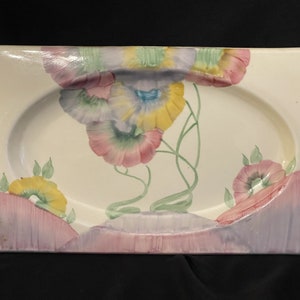 Clarice Cliff &quot;AUREA / PINK PEARLS&quot; Plate Biarritz Shape. Art Deco .Hand Painted. 1930&#39;s. Stunning.