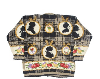 JOSEPH TRICOT Vintage Cardigan Silhouette/cameo Pattern