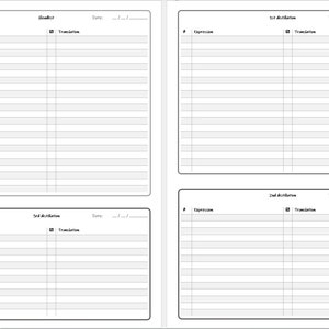 Modèle imprimable de cahier de la méthode Goldlist au format PDF, format A4. Cours de langue pour polyglottes