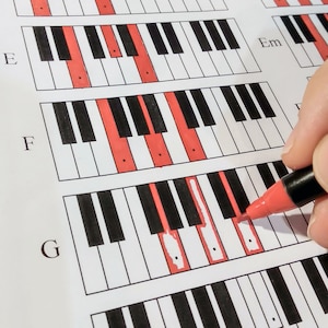 B/W Friendly, Printable Piano Chords Charts in PDF. Includes 3 Black and white templates + 1 color template, A4 Size