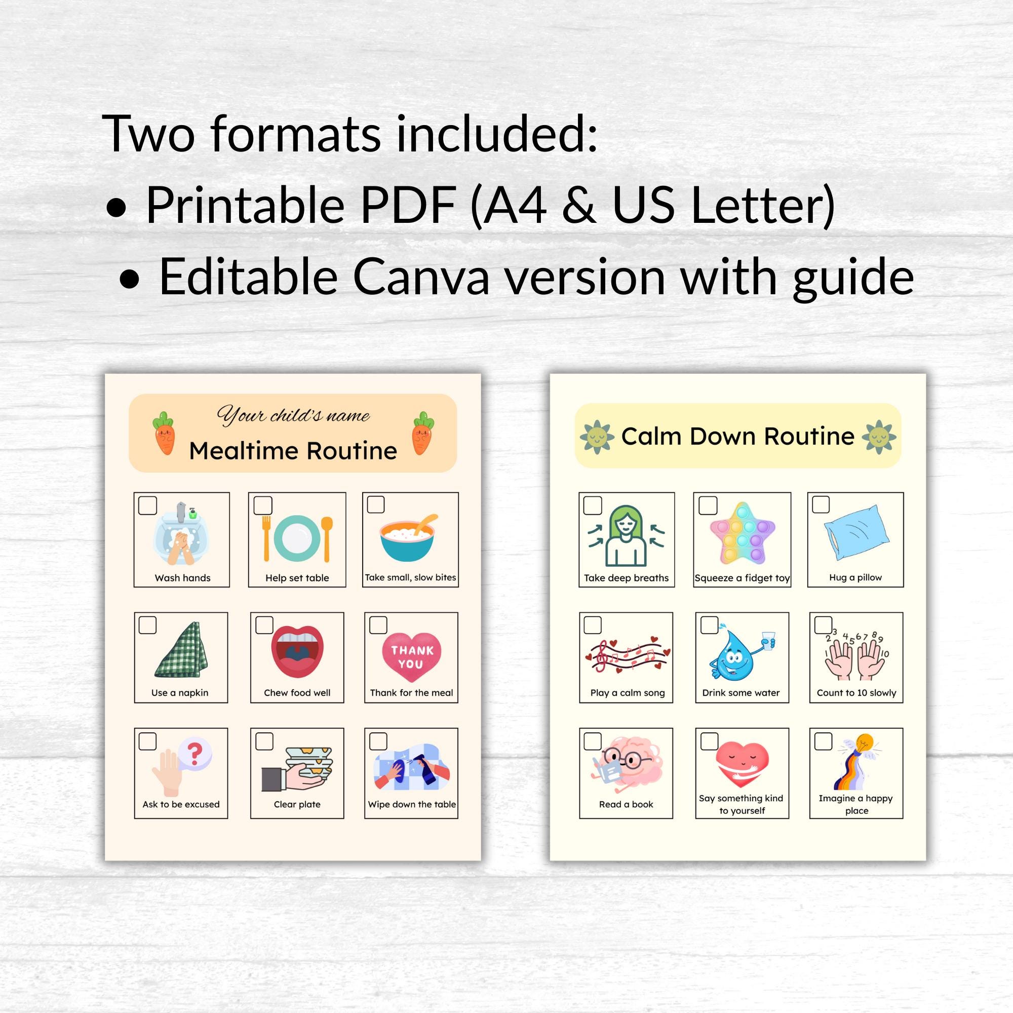 Editable Visual Routine Chart for Kids | Morning Evening Daily Task ...