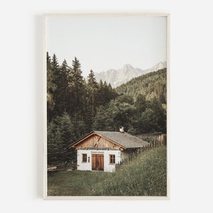 Hidden Cabin Among Forest, Swiss Cabin in the Mountains, Wilderness Scenery, Mountain Cabin Escape, Rustic Lodge Decor, Swiss Cabin Wall Art
