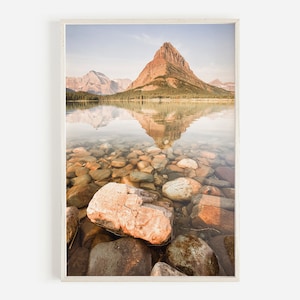 Mountain Reflection, Glacier National Park Print, Flathead River Photo, Montana Landscape, Rustic Home Decor, Montana Mountain Photography