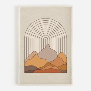 Range Rainbow, Abstract Art, Modern Art, Boho Wall Art, Vintage Inspired Art, Desert Landscape, Neutral Tones, Downloadable Printable Art