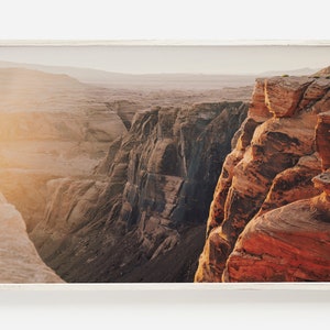 Canyon Walls Above Horseshoe Bend, Horseshoe Bend At Sunset, Northern Arizona Desert, Lake Powell River Print, Desert Sunset Scenery Poster