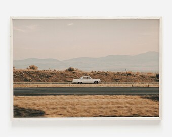 Desert Road Trip, Route 66 Photo, Road Trip Wall Art, Horizontal Desert Print, Arizona Landscape, Pastel Sky Print, Arizona Desert Road Trip