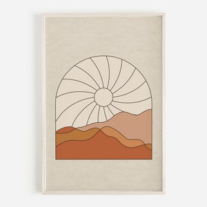 Around The Sun, Abstract Art, Desert Boho, Vintage Vibes, Modern Art, Boho Wall Art, Earth Tone Art, Downloadable Printable Art