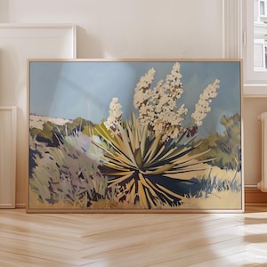 Yucca Plant Painting Print, Rustic Southwest Artwork, Painted Landscape, Yucca Plant Poster, Mexican Yucca Art, Southwest Botanical Print