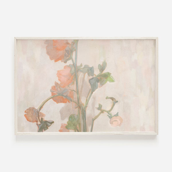 flower painting print | coquette room decor | feminine poster | preppy wall art | soft pink aesthetic print | trendy apartment decor