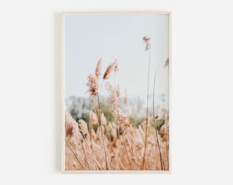 Whispy Pampas Scenery Print, Summer Field Print, Farmhouse Wall Art, Grass Print, Neutral Nature Wall Art, Dried Grass Printable, Boho Decor