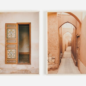 Moroccan Print Set, Ornate Door Photo, Boho Wall Art, Moroccan Arches, Architecture Print, Set of 2, Printable Art
