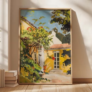 Mexican Hacienda Wall Art, Vibrant Plant Painting, Home in Mexico Poster, Southwest Decor, Sunny Mexican Scenery, Warm Home Printable