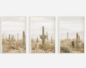 Conjunto de 3 fotos del desierto, impresiones de Four Peaks Arizona, conjunto de impresión de 3 piezas, conjunto del desierto boho, desierto de Arizona, arte moderno de la pared, póster imprimible