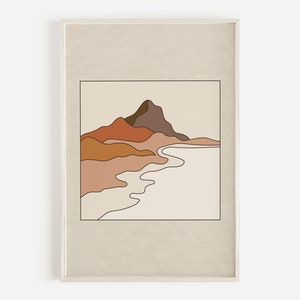 Mountain Meets Valley, Vintage Inspired Art, Modern Art, Abstract Art, Boho Wall Art, Desert Landscape, Earthy, Downloadable Printable Art