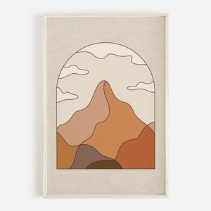 Cloudy Peaks, Vintage Vibes, Desert Boho, Modern Art, Abstract Art, Boho Wall Art, Earth Tone Art, Mountains, Downloadable Printable Art