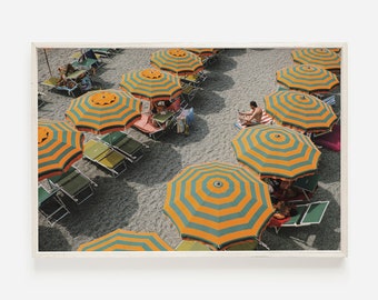 Umbrellas On Amalfi Beach Print, Coastal Italian Artwork, Summer Umbrella Print, Amalfi Coast Printable, Positano Resort Beach Photography