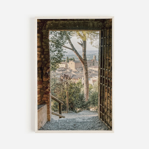 Tuscan Countryside Print, View Of Siena Italy, Wine Cellar Poster, Montepulciano Wall Art, Rustic Italian Decor, Hill Country Print