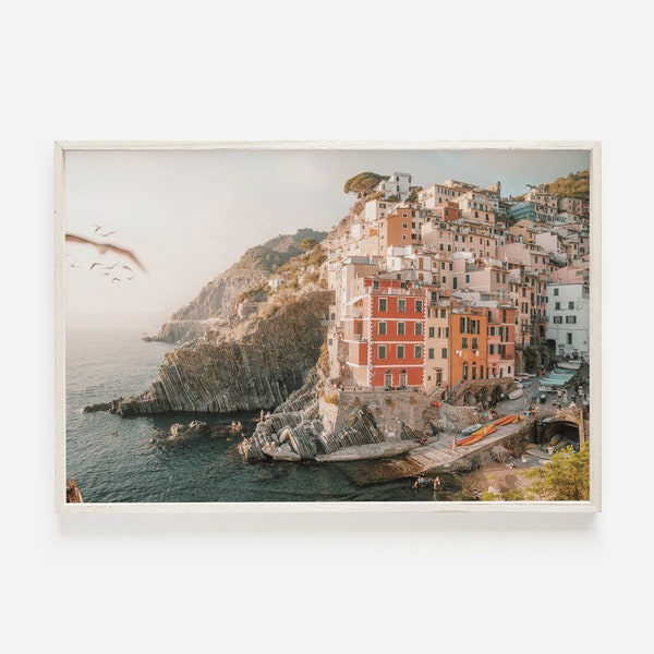 Summer In Cinque Terre Print, Seaside Village Scenery, Italian Riviera Poster, Colorful Architecture Print, Cliffside Homes, Liguria Italy