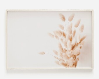 Bunny Tail Plant Print, Tiny Pampas, Bunny Tail Decor, Beige Plant Photo, Natural Neutral Print, Horizontal Bedroom Art, Boho Poster Print