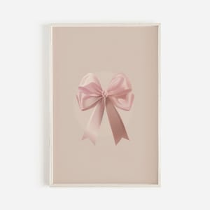 trendy pink bow wall art | coquette aesthetic print | apartment decor | bow print | girly wall art | trendy aesthetic apartment decor
