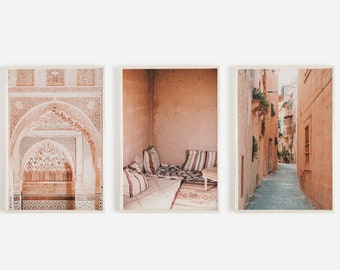 Moroccan Prints, Set of 3 Prints, Architecture Print, Boho Wall Art, Printable Art, Downloadable Prints