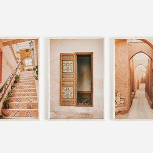 Moroccan Decor, Boho Print Set, Set of 3 Prints, Moroccan Wall Art, 3 Piece Wall Art, Stairway Photo, Moroccan Alley, Printable Art