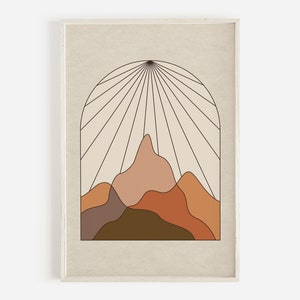 Sunshine Mountains, Vintage Inspired Art, Boho Wall Art, Modern Art, Desert Landscape, Abstract Art, Earthy, Downloadable Printable Art