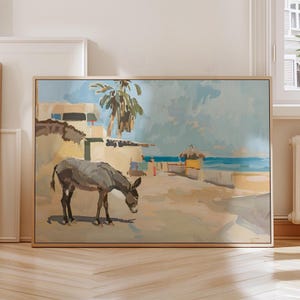 Donkey on the Beach Print, Mexico Donkey Poster, Wild Burro Digital Art, Vintage Mexico Artwork, Southwest Decor, Donkey on Cabo Beach Art