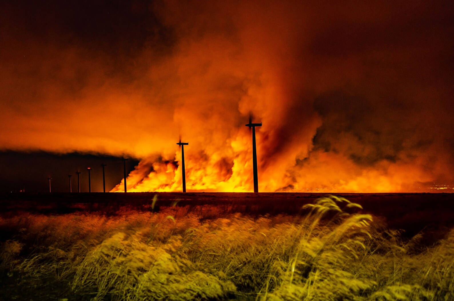 Windmill Wildfire in the Evening Wind Turbine During Etsy