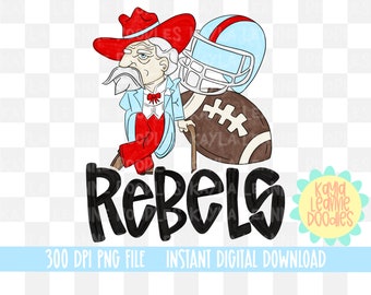 rebels hand painted design, football, rebels mascot, sublimation, PNG, sublimation file, screen print file, dtf file