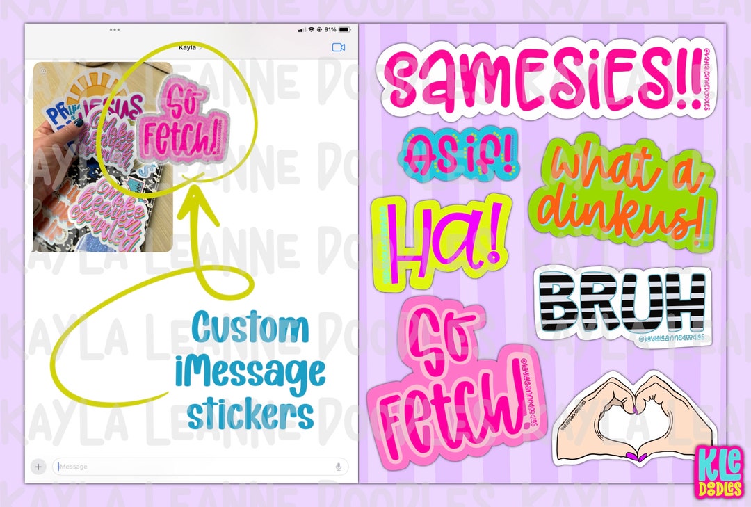 Custom Imessage Stickers, Messaging Stickers, Digital Stickers Etsy