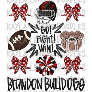 Brandon bulldogs, school football, bulldog mascot, school design, sublimation, PNG, sublimation file, screen print file, dtf file