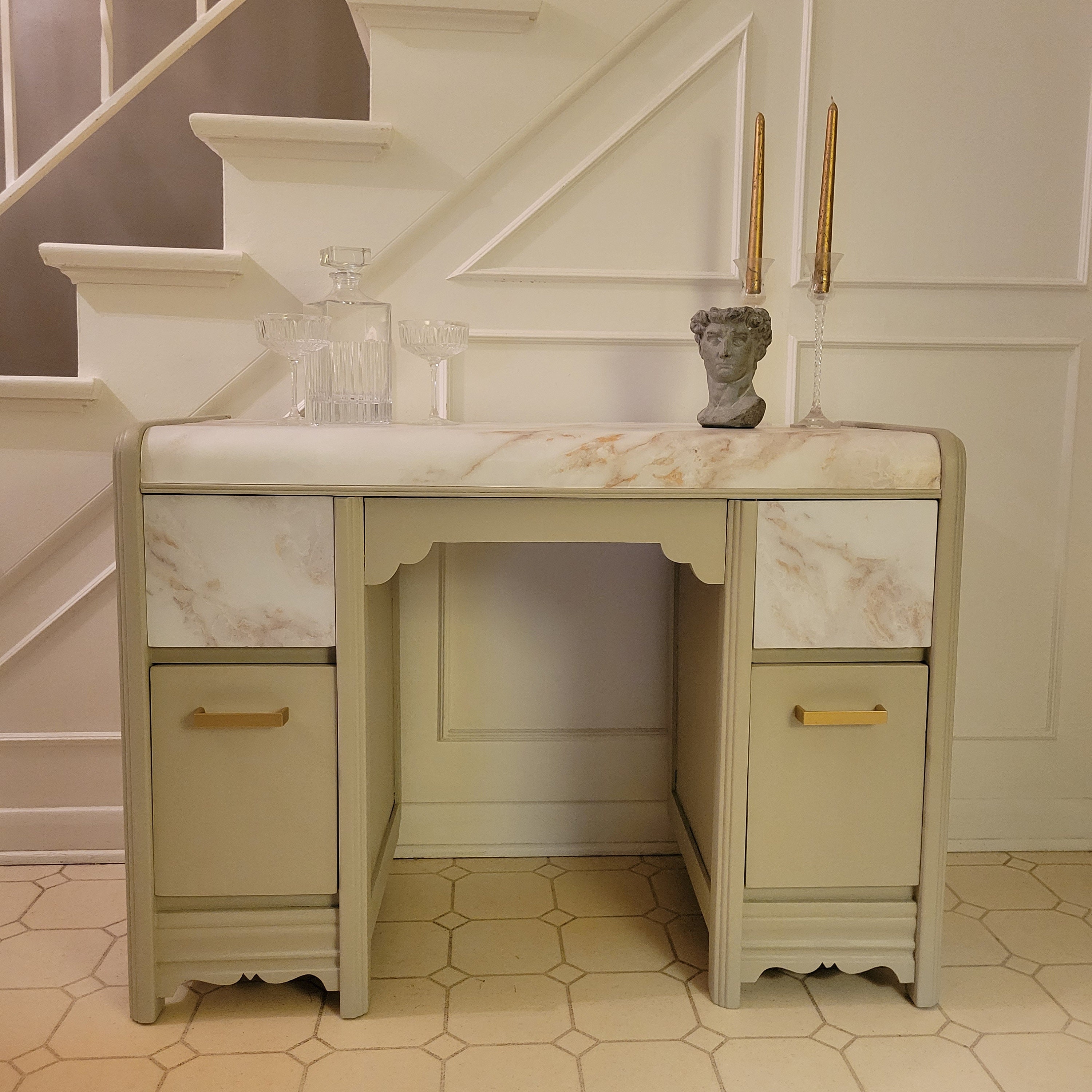 Marble waterfall desk discount