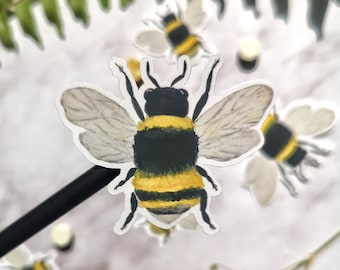 Bee - Matte Vinyl Sticker // illustration, gouache, art, laptop, water bottle, kawaii