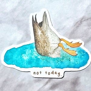 Not Today Duck - Matte Vinyl Sticker // illustration, gouache, art, laptop, water bottle, kawaii
