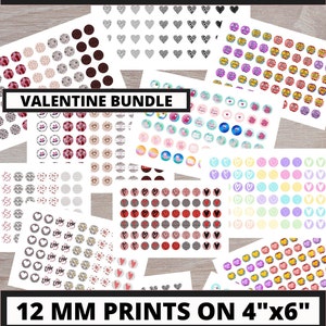INSTANT DOWNLOAD 12mm BUNDLE - 13 Files Hearts, Love designs , Llamas, Cute Sayings plus more Circle Template