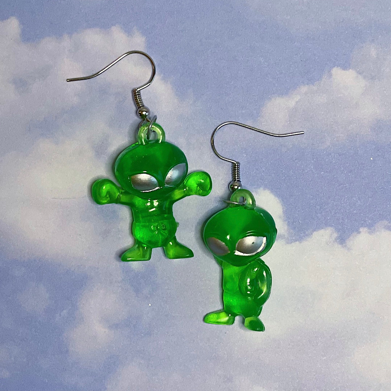 Alien Dangle Earrings Handmade Novelty Earrings Etsy