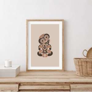 Brown Tiki - Te Reo Maori Inspired Art Printable Digital Download Minimalist Design Wall Art